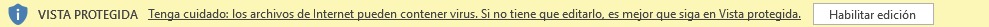 Advertencia de Vista Protegida en Excel